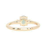 0.90ct Oval Light Blue Green Montana Sapphire and Princess Cut Diamond Rapids Low Profile Ring in 14k Yellow Gold