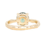 2.06ct Round Untreated Teal Montana Sapphire Hidden Halo Low Profile Evergreen Carved Four Prong Solitaire in 14k Yellow Gold