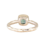 1.13ct Cushion Cut Rock Creek Montana Sapphire Low Profile Bezel Ring with Evergreen Texture and Milgrain in 14k Yellow Gold