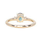 0.85ct Oval Deep Teal Montana Sapphire and Princess Cut Diamond Rapids Low Profile Ring in 14k Yellow Gold