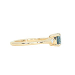 1.03ct Round Montana Sapphire and Princess Cut Diamond Rapids Low Profile Ring in 14k Yellow Gold