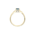 1.03ct Round Montana Sapphire and Princess Cut Diamond Rapids Low Profile Ring in 14k Yellow Gold