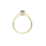 1.03ct Round Montana Sapphire and Princess Cut Diamond Rapids Low Profile Ring in 14k Yellow Gold