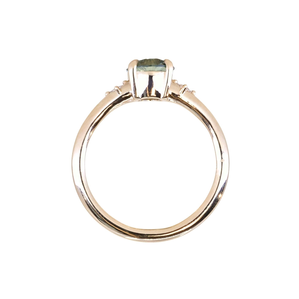 1.12ct Untreated Light Blue Montana Sapphire and Princess Cut Diamond Rapids Low Profile Ring in 14k Yellow Gold
