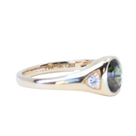 1.26ct Oval Green Untreated Montana Sapphire Signet Style Ring with Diamonds in 14k Yellow Gold