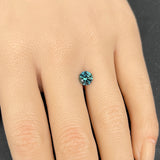 1.30CT PRECISION CUT ROUND BRILLIANT MONTANA SAPPHIRE, TEAL GREEN BLUE, 6.5MM