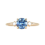 1.19ct Ocean Blue Precision Cut Montana Sapphire and Princess Cut Diamond Rapids Low Profile Ring in 14k Yellow Gold