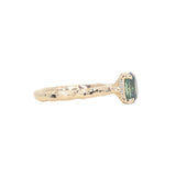 1.75ct Precision Cut Teal Oval Montana Sapphire Four Prong Evergreen Hidden Halo Solitaire in 14k Yellow Gold