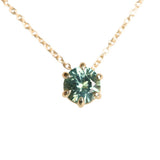 0.67ct Teal Blue Green Montana Sapphire Six Prong Necklace in 14k Yellow Gold