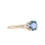 1.19ct Ocean Blue Precision Cut Montana Sapphire and Princess Cut Diamond Rapids Low Profile Ring in 14k Yellow Gold