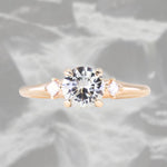 0.91ct Untreated Round White Montana Sapphire and Princess Cut Diamond Rapids Low Profile Ring in 14k Yellow Gold