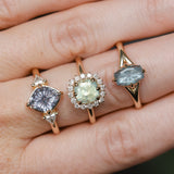 2.18ct"Old Mine Cushion" cut Silky Light Green Montana Sapphire Antique-Style Diamond Halo Ring in 14k Yellow Gold