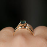 1.64ct Teal Blue Oval Montana Sapphire and Diamond Starry Night Stackable Solitaire in 14k Yellow Gold