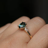 1.64ct Teal Blue Oval Montana Sapphire and Diamond Starry Night Stackable Solitaire in 14k Yellow Gold
