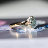 1.75ct Barion Shape Fantasy Cut Carved Montana Sapphire Split Shank Hidden Halo Six Prong Solitaire in 14k Yellow Gold