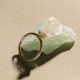 0.82ct Unheated Silky Light Seafoam Teal Montana Sapphire Scallop Cup Solitaire in 14k Yellow Gold