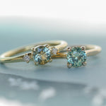 0.78ct Round Seafoam Teal Green Montana Sapphire Four Prong Lotus Solitaire in 14k Yellow Gold