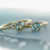 0.78ct Round Seafoam Teal Green Montana Sapphire Four Prong Lotus Solitaire in 14k Yellow Gold