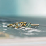 0.78ct Round Seafoam Teal Green Montana Sapphire Four Prong Lotus Solitaire in 14k Yellow Gold