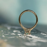 0.78ct Round Seafoam Teal Green Montana Sapphire Four Prong Lotus Solitaire in 14k Yellow Gold