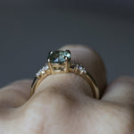 1.47ct Round Untreated Montana Sapphire and Diamond Starry Night Low Profile Solitaire in 14k Yellow Gold