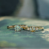 0.78ct Round Seafoam Teal Green Montana Sapphire Four Prong Lotus Solitaire in 14k Yellow Gold