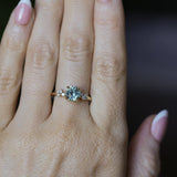 1.47ct Round Untreated Montana Sapphire and Diamond Starry Night Low Profile Solitaire in 14k Yellow Gold