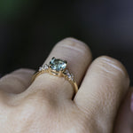 1.47ct Round Untreated Montana Sapphire and Diamond Starry Night Low Profile Solitaire in 14k Yellow Gold