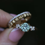 1.47ct Round Untreated Montana Sapphire and Diamond Starry Night Low Profile Solitaire in 14k Yellow Gold