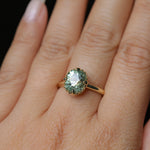 2.57ct Precision Cushion Cut Green Montana Sapphire Scallop Cup Solitaire in 18k Yellow Gold
