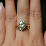 2.57ct Precision Cushion Cut Green Montana Sapphire Scallop Cup Solitaire in 18k Yellow Gold