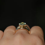 2.57ct Precision Cushion Cut Green Montana Sapphire Scallop Cup Solitaire in 18k Yellow Gold