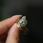2.57ct Precision Cushion Cut Green Montana Sapphire Scallop Cup Solitaire in 18k Yellow Gold