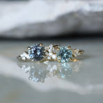 1.47ct Round Untreated Montana Sapphire and Diamond Starry Night Low Profile Solitaire in 14k Yellow Gold
