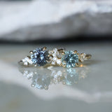 1.47ct Round Untreated Montana Sapphire and Diamond Starry Night Low Profile Solitaire in 14k Yellow Gold
