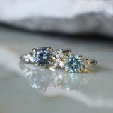 1.47ct Round Untreated Montana Sapphire and Diamond Starry Night Low Profile Solitaire in 14k Yellow Gold