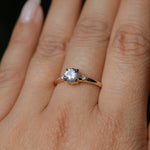 0.78ct Untreated Light Pink Montana Sapphire and Princess Cut Diamond Rapids Low Profile Ring in 14k Yellow Gold
