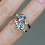 1.47ct Round Untreated Montana Sapphire and Diamond Starry Night Low Profile Solitaire in 14k Yellow Gold