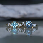 1.47ct Round Untreated Montana Sapphire and Diamond Starry Night Low Profile Solitaire in 14k Yellow Gold