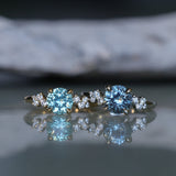 1.47ct Round Untreated Montana Sapphire and Diamond Starry Night Low Profile Solitaire in 14k Yellow Gold