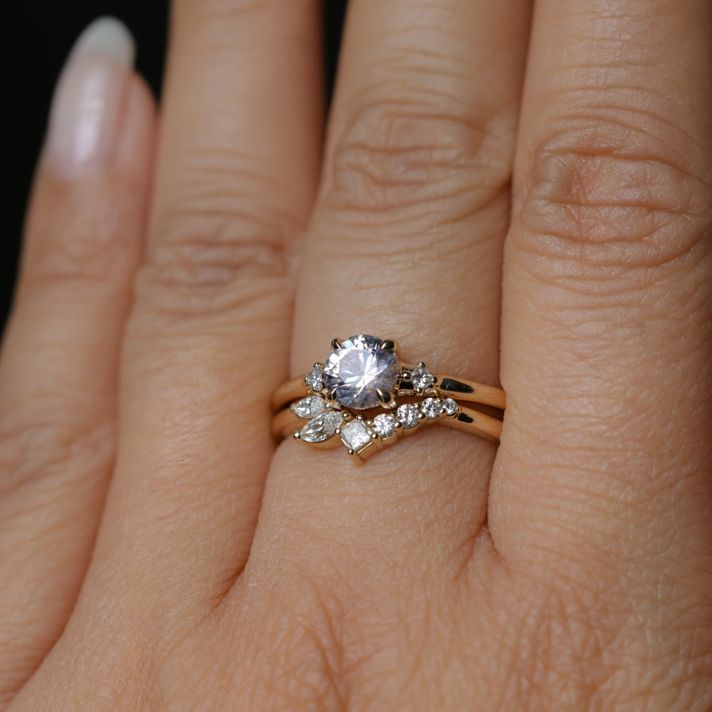 0.78ct Untreated Light Pink Montana Sapphire and Princess Cut Diamond Rapids Low Profile Ring in 14k Yellow Gold