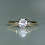0.78ct Untreated Light Pink Montana Sapphire and Princess Cut Diamond Rapids Low Profile Ring in 14k Yellow Gold