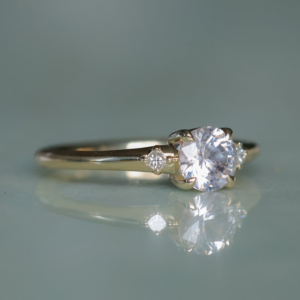0.78ct Untreated Light Pink Montana Sapphire and Princess Cut Diamond Rapids Low Profile Ring in 14k Yellow Gold