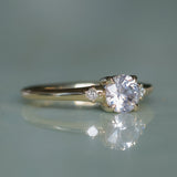 0.78ct Untreated Light Pink Montana Sapphire and Princess Cut Diamond Rapids Low Profile Ring in 14k Yellow Gold