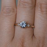 0.98ct Round Color Shifting Untreated Montana Sapphire and Princess Cut Diamond Rapids Low Profile Ring in 14k Yellow Gold