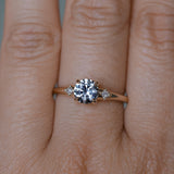 0.98ct Round Color Shifting Untreated Montana Sapphire and Princess Cut Diamond Rapids Low Profile Ring in 14k Yellow Gold