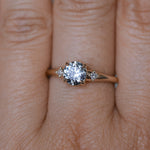 0.98ct Round Color Shifting Untreated Montana Sapphire and Princess Cut Diamond Rapids Low Profile Ring in 14k Yellow Gold