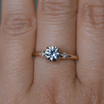 0.98ct Round Color Shifting Untreated Montana Sapphire and Princess Cut Diamond Rapids Low Profile Ring in 14k Yellow Gold