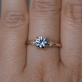 0.98ct Round Color Shifting Untreated Montana Sapphire and Princess Cut Diamond Rapids Low Profile Ring in 14k Yellow Gold