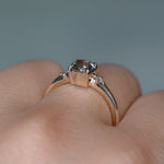 0.98ct Round Color Shifting Untreated Montana Sapphire and Princess Cut Diamond Rapids Low Profile Ring in 14k Yellow Gold